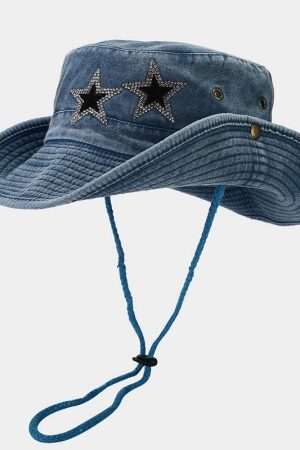 Quick Outfits, Modest Fashion Outfits Ideas Disco Cowgirl Star Printed Denim Hat