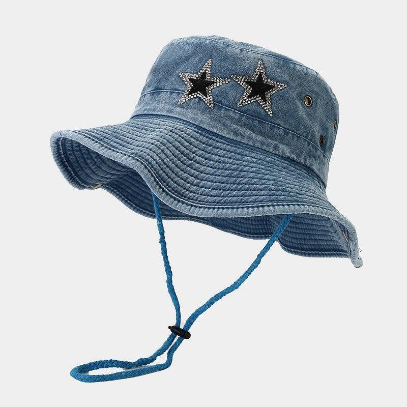 Quick Outfits, Modest Fashion Outfits Ideas Disco Cowgirl Star Printed Denim Hat Quick Outfits, Modest Fashion Outfits Ideas Disco Cowgirl Star Printed Denim Hat