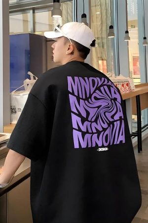 Quick Outfits, Modest Fashion Outfits Ideas Distorted Text Graphic Tee