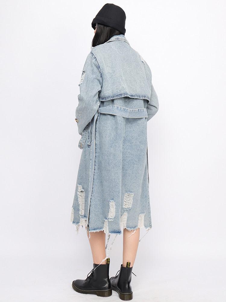 Quick Outfits, Modest Fashion Outfits Ideas Distressed Denim Trench Coat Quick Outfits, Modest Fashion Outfits Ideas Distressed Denim Trench Coat