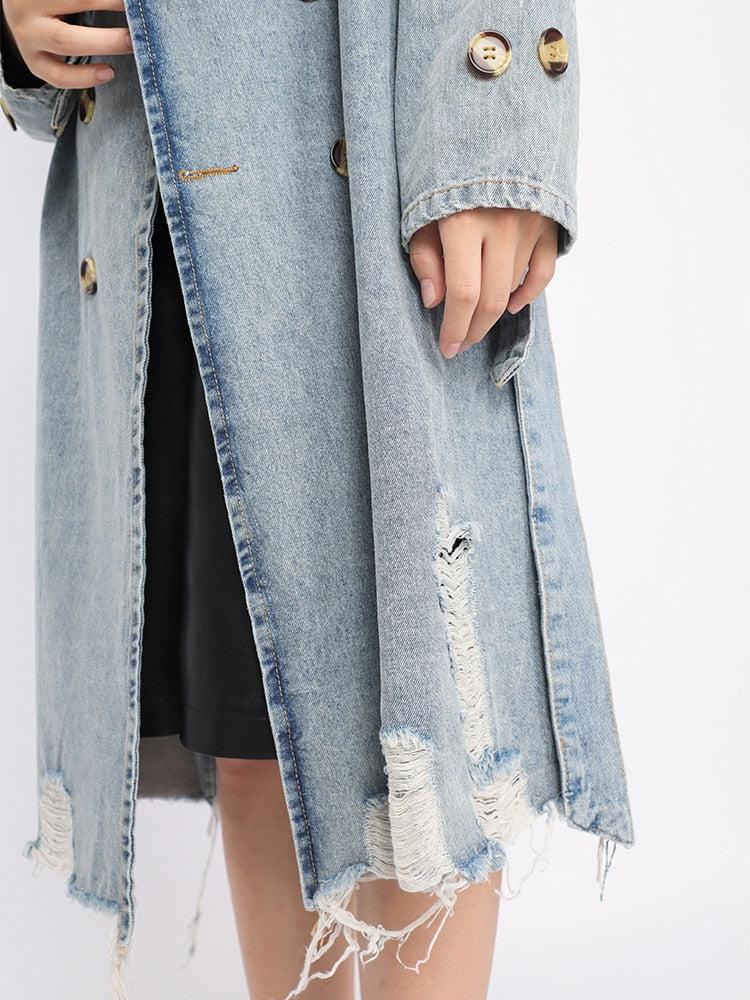 Quick Outfits, Modest Fashion Outfits Ideas Distressed Denim Trench Coat Quick Outfits, Modest Fashion Outfits Ideas Distressed Denim Trench Coat
