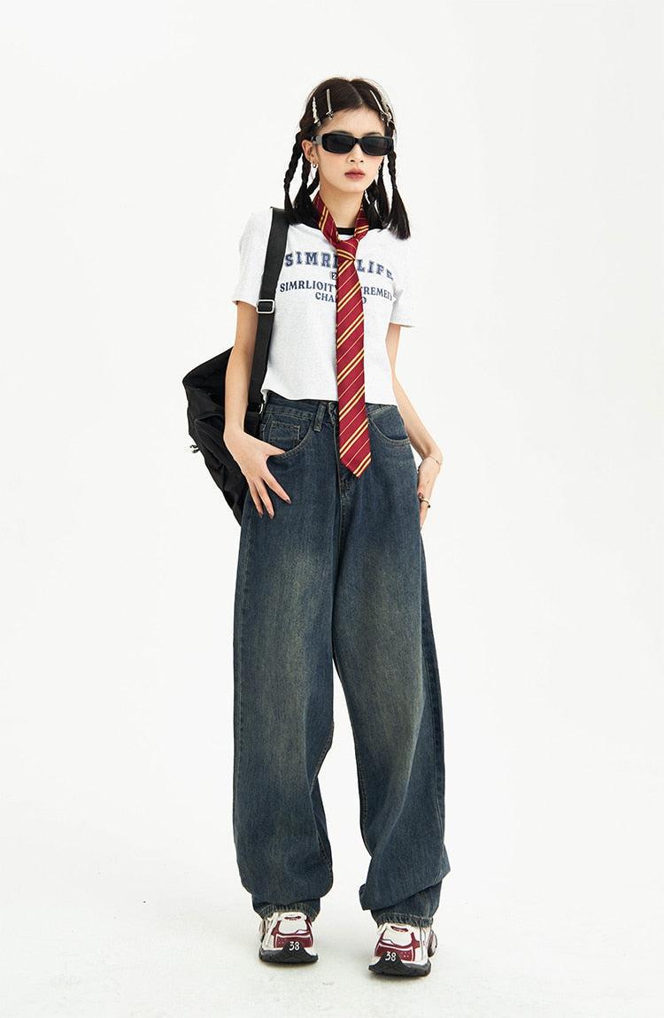 Quick Outfits, Modest Fashion Outfits Ideas Distressed Pockets Wide Leg Baggy Jeans Quick Outfits, Modest Fashion Outfits Ideas Distressed Pockets Wide Leg Baggy Jeans