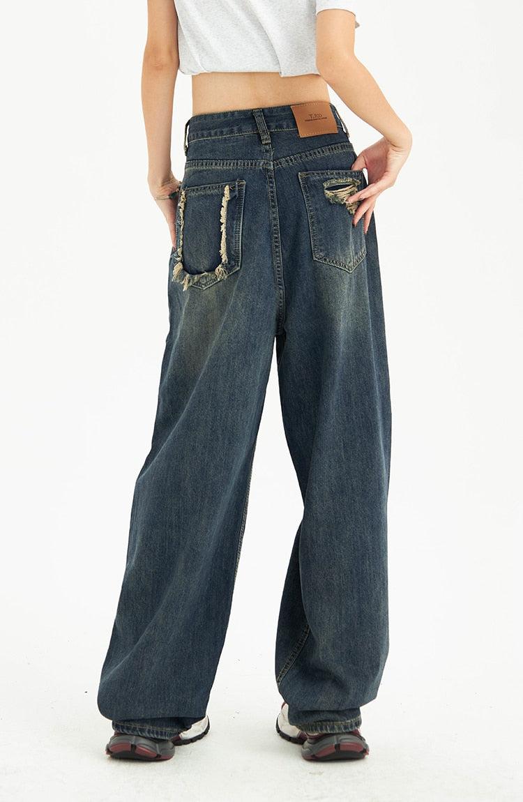 Quick Outfits, Modest Fashion Outfits Ideas Distressed Pockets Wide Leg Baggy Jeans Quick Outfits, Modest Fashion Outfits Ideas Distressed Pockets Wide Leg Baggy Jeans