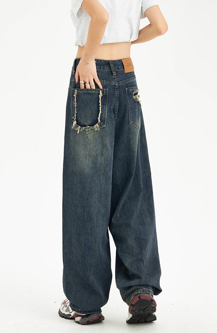 Quick Outfits, Modest Fashion Outfits Ideas Distressed Pockets Wide Leg Baggy Jeans Quick Outfits, Modest Fashion Outfits Ideas Distressed Pockets Wide Leg Baggy Jeans