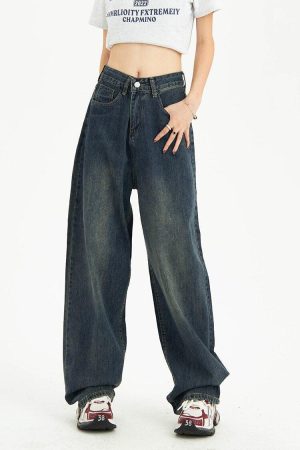 Quick Outfits, Modest Fashion Outfits Ideas Distressed Pockets Wide Leg Baggy Jeans