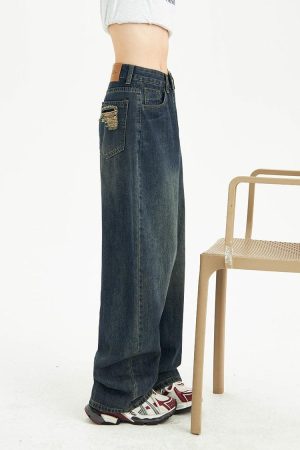 Quick Outfits, Modest Fashion Outfits Ideas Distressed Pockets Wide Leg Baggy Jeans