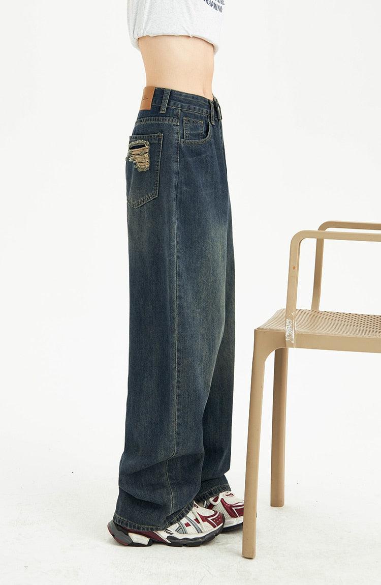 Quick Outfits, Modest Fashion Outfits Ideas Distressed Pockets Wide Leg Baggy Jeans Quick Outfits, Modest Fashion Outfits Ideas Distressed Pockets Wide Leg Baggy Jeans