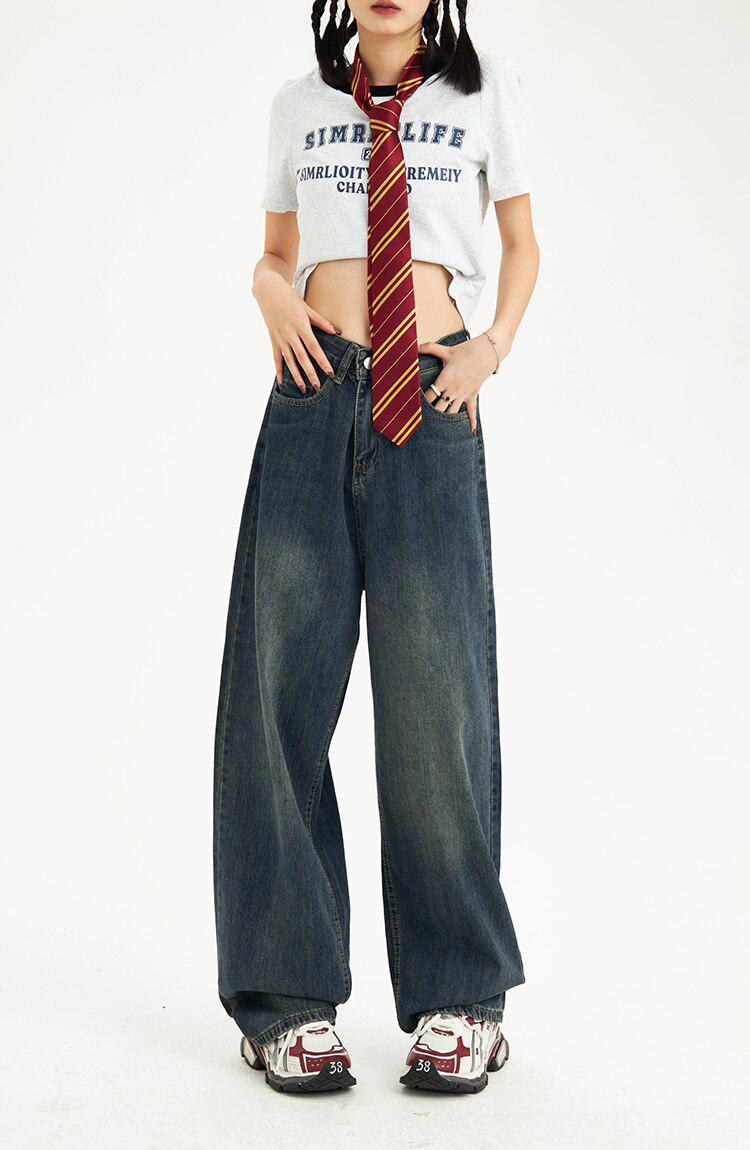 Quick Outfits, Modest Fashion Outfits Ideas Distressed Pockets Wide Leg Baggy Jeans Quick Outfits, Modest Fashion Outfits Ideas Distressed Pockets Wide Leg Baggy Jeans