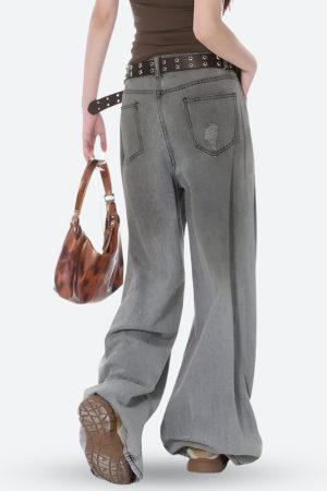 Quick Outfits, Modest Fashion Outfits Ideas Distressed Wide Leg Jeans