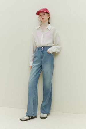 Quick Outfits, Modest Fashion Outfits Ideas Double Buttoned Light Washed Jeans