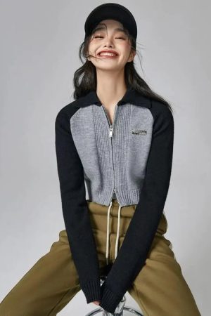 Quick Outfits, Modest Fashion Outfits Ideas Double Zip-Up Crop Cardigan