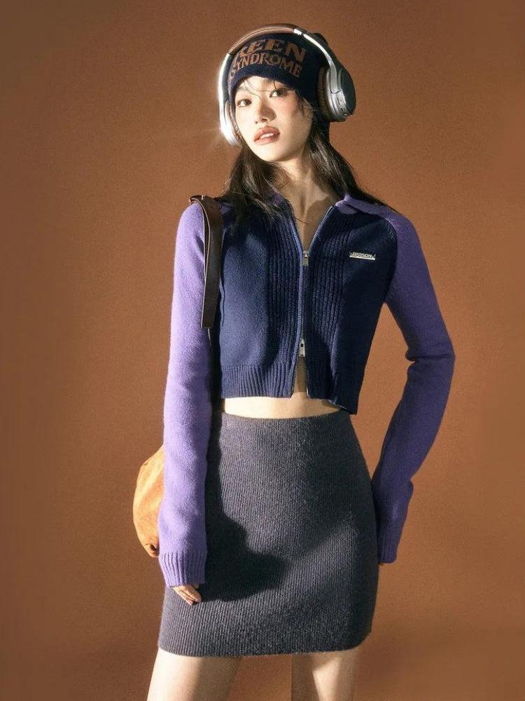 Quick Outfits, Modest Fashion Outfits Ideas Double Zip-Up Crop Cardigan Quick Outfits, Modest Fashion Outfits Ideas Double Zip-Up Crop Cardigan