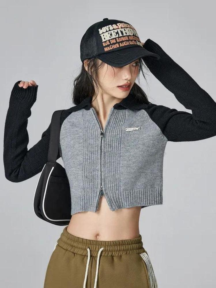 Quick Outfits, Modest Fashion Outfits Ideas Double Zip-Up Crop Cardigan Quick Outfits, Modest Fashion Outfits Ideas Double Zip-Up Crop Cardigan