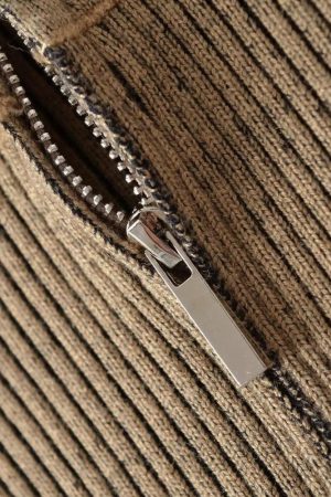 Quick Outfits, Modest Fashion Outfits Ideas Double Zip-Up Distressed Corduroy Cardigan