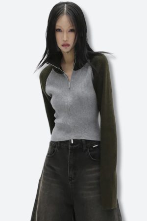 Quick Outfits, Modest Fashion Outfits Ideas Double Zip-Up Ribbed Cardigan