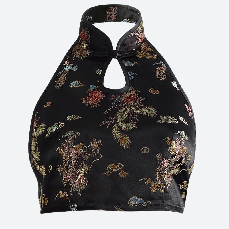 Quick Outfits, Modest Fashion Outfits Ideas Dragon Backless Crop Top Quick Outfits, Modest Fashion Outfits Ideas Dragon Backless Crop Top