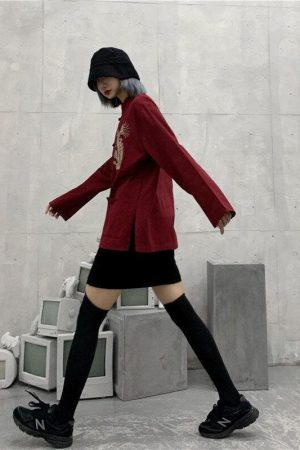 Quick Outfits, Modest Fashion Outfits Ideas Dragon Embroidery Mandarin Collar Shirt