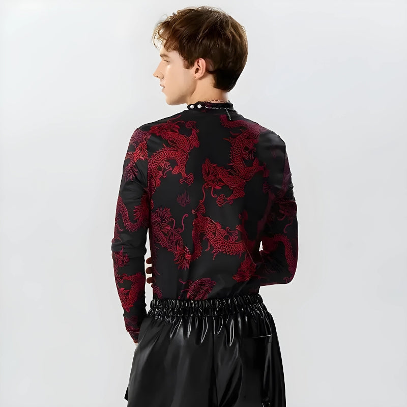 Quick Outfits, Modest Fashion Outfits Ideas Dragon High Neck Top Quick Outfits, Modest Fashion Outfits Ideas Dragon High Neck Top