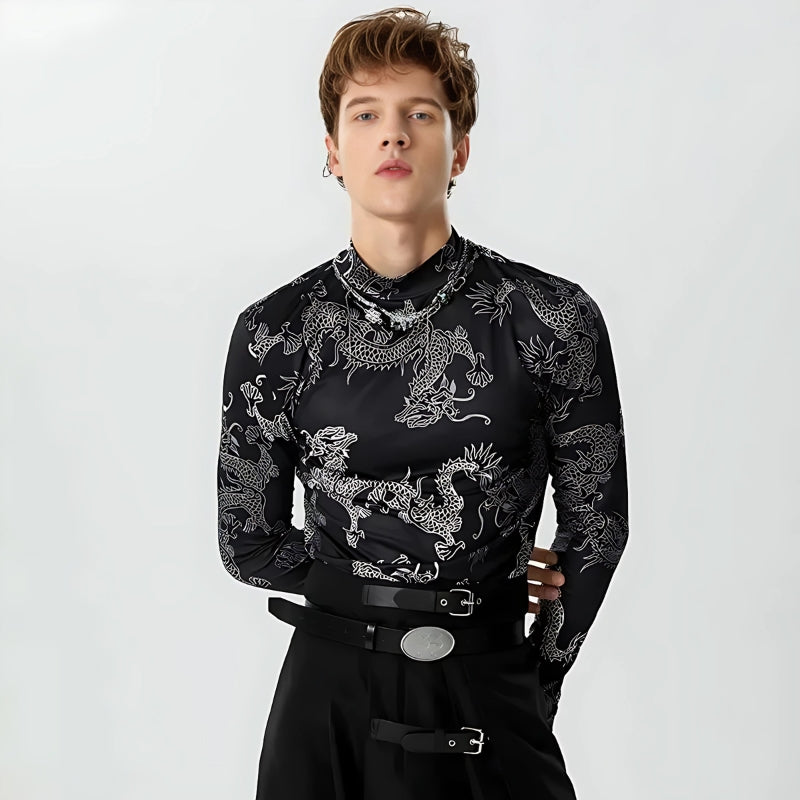 Quick Outfits, Modest Fashion Outfits Ideas Dragon High Neck Top Quick Outfits, Modest Fashion Outfits Ideas Dragon High Neck Top