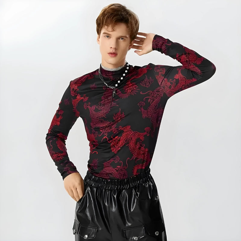 Quick Outfits, Modest Fashion Outfits Ideas Dragon High Neck Top Quick Outfits, Modest Fashion Outfits Ideas Dragon High Neck Top