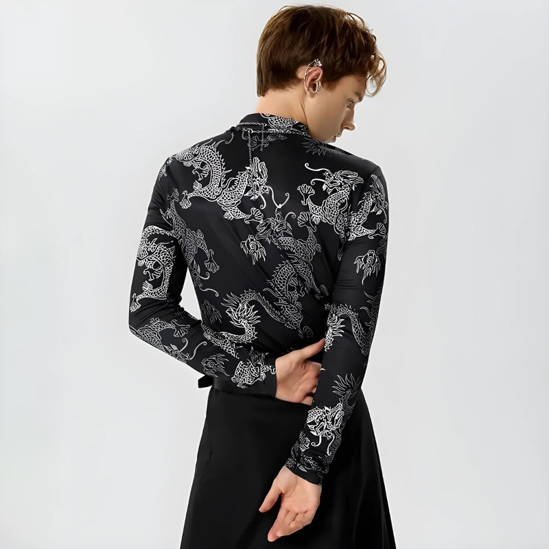 Quick Outfits, Modest Fashion Outfits Ideas Dragon High Neck Top Quick Outfits, Modest Fashion Outfits Ideas Dragon High Neck Top