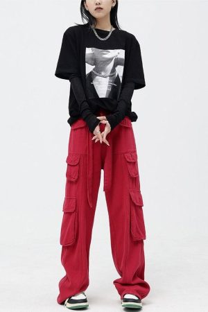 Quick Outfits, Modest Fashion Outfits Ideas Drawstring Belt Cargo Pants