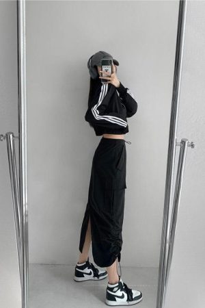 Quick Outfits, Modest Fashion Outfits Ideas Drawstring Parachute Midi Skirt