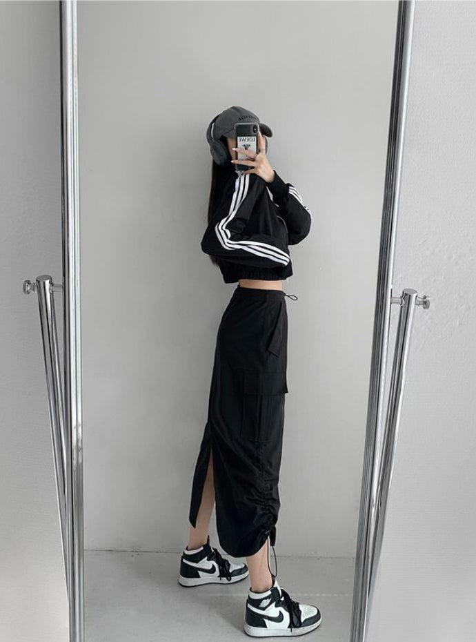 Quick Outfits, Modest Fashion Outfits Ideas Drawstring Parachute Midi Skirt Quick Outfits, Modest Fashion Outfits Ideas Drawstring Parachute Midi Skirt