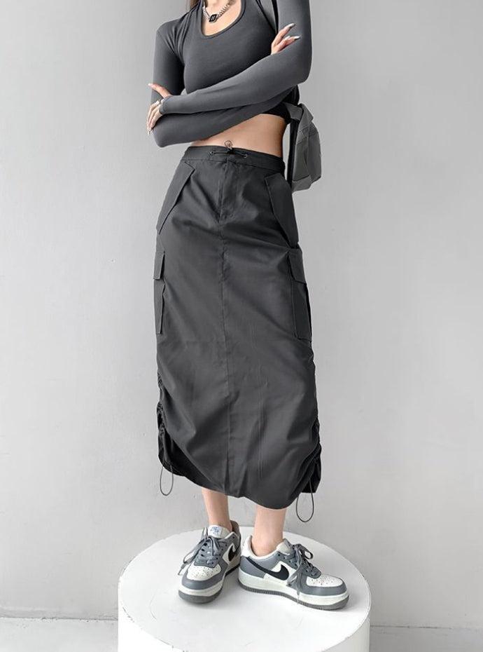 Quick Outfits, Modest Fashion Outfits Ideas Drawstring Parachute Midi Skirt Quick Outfits, Modest Fashion Outfits Ideas Drawstring Parachute Midi Skirt