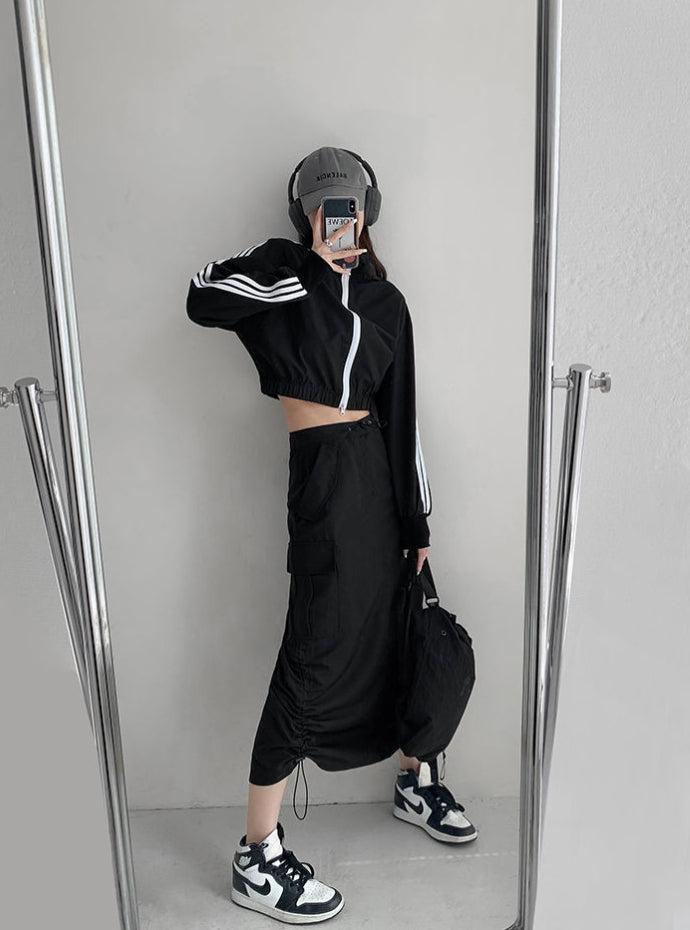 Quick Outfits, Modest Fashion Outfits Ideas Drawstring Parachute Midi Skirt Quick Outfits, Modest Fashion Outfits Ideas Drawstring Parachute Midi Skirt