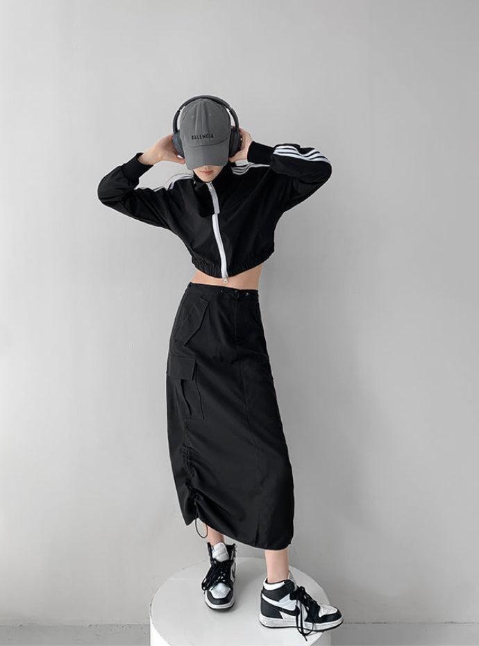 Quick Outfits, Modest Fashion Outfits Ideas Drawstring Parachute Midi Skirt Quick Outfits, Modest Fashion Outfits Ideas Drawstring Parachute Midi Skirt