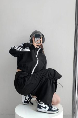 Quick Outfits, Modest Fashion Outfits Ideas Drawstring Parachute Midi Skirt