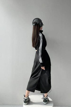 Quick Outfits, Modest Fashion Outfits Ideas Drawstring Parachute Midi Skirt