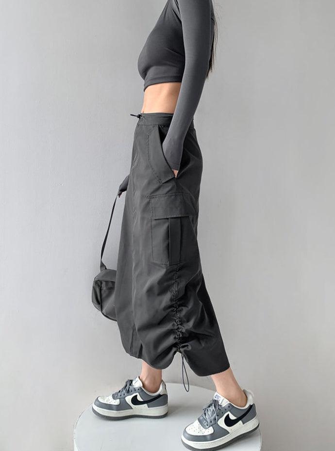 Quick Outfits, Modest Fashion Outfits Ideas Drawstring Parachute Midi Skirt Quick Outfits, Modest Fashion Outfits Ideas Drawstring Parachute Midi Skirt