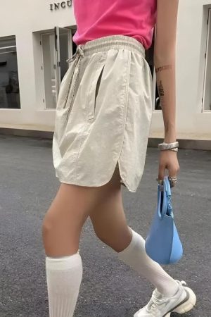 Quick Outfits, Modest Fashion Outfits Ideas Drawstring Parachute Mini Skirt