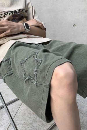 Quick Outfits, Modest Fashion Outfits Ideas Drawstring Star Embroidered Shorts