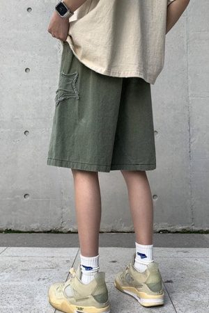 Quick Outfits, Modest Fashion Outfits Ideas Drawstring Star Embroidered Shorts