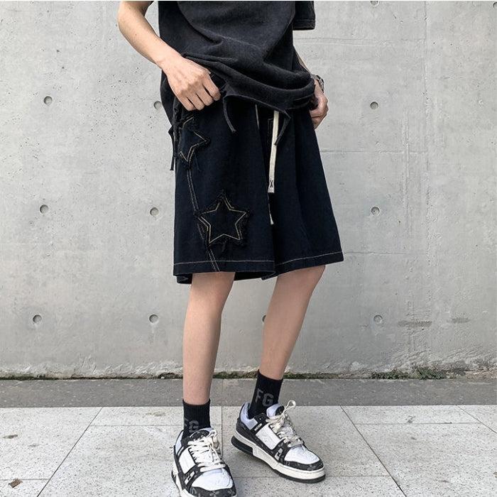 Quick Outfits, Modest Fashion Outfits Ideas Drawstring Star Embroidered Shorts Quick Outfits, Modest Fashion Outfits Ideas Drawstring Star Embroidered Shorts