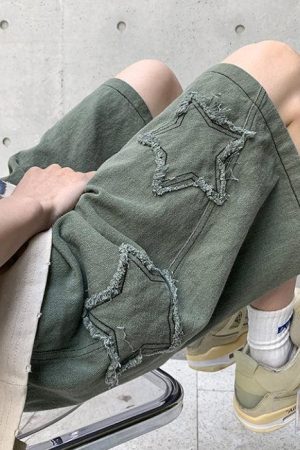 Quick Outfits, Modest Fashion Outfits Ideas Drawstring Star Embroidered Shorts