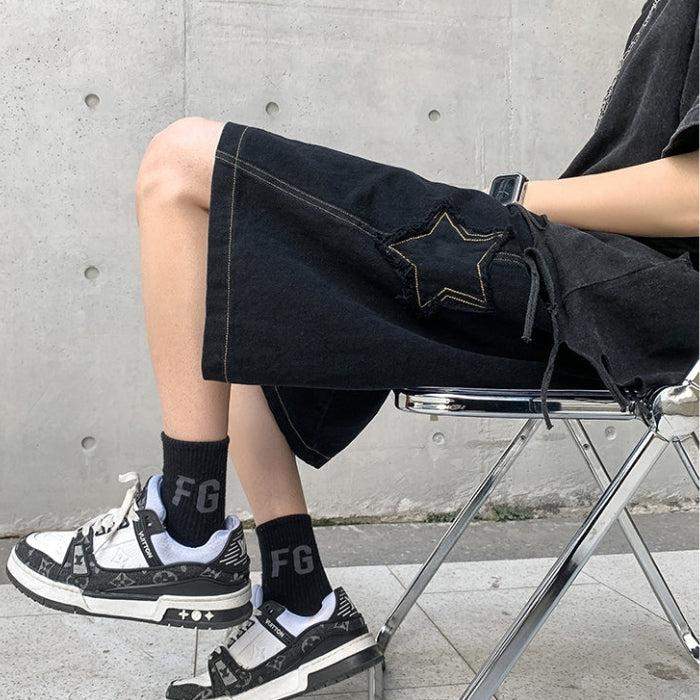 Quick Outfits, Modest Fashion Outfits Ideas Drawstring Star Embroidered Shorts Quick Outfits, Modest Fashion Outfits Ideas Drawstring Star Embroidered Shorts