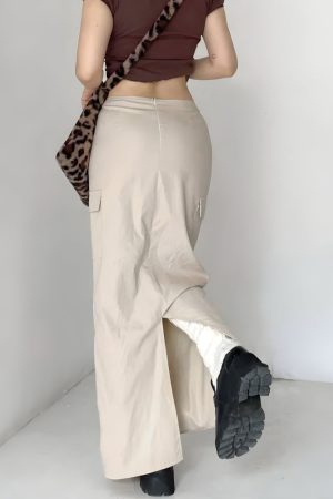 Quick Outfits, Modest Fashion Outfits Ideas Drawstring Waist Parachute Maxi Skirt