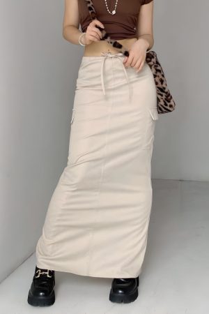 Quick Outfits, Modest Fashion Outfits Ideas Drawstring Waist Parachute Maxi Skirt
