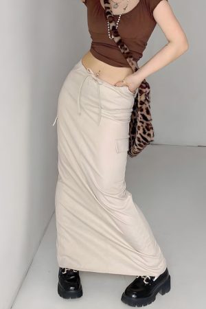 Quick Outfits, Modest Fashion Outfits Ideas Drawstring Waist Parachute Maxi Skirt