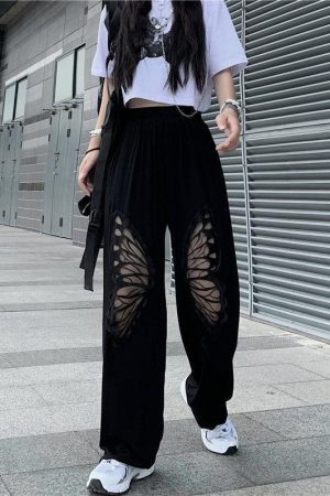 Quick Outfits, Modest Fashion Outfits Ideas Elasticated Waist Butterfly Cut-Out Pants