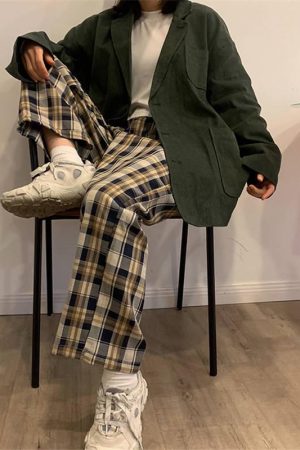 Quick Outfits, Modest Fashion Outfits Ideas Elasticated Waist Checkered Sweatpants