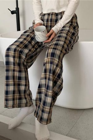 Quick Outfits, Modest Fashion Outfits Ideas Elasticated Waist Checkered Sweatpants