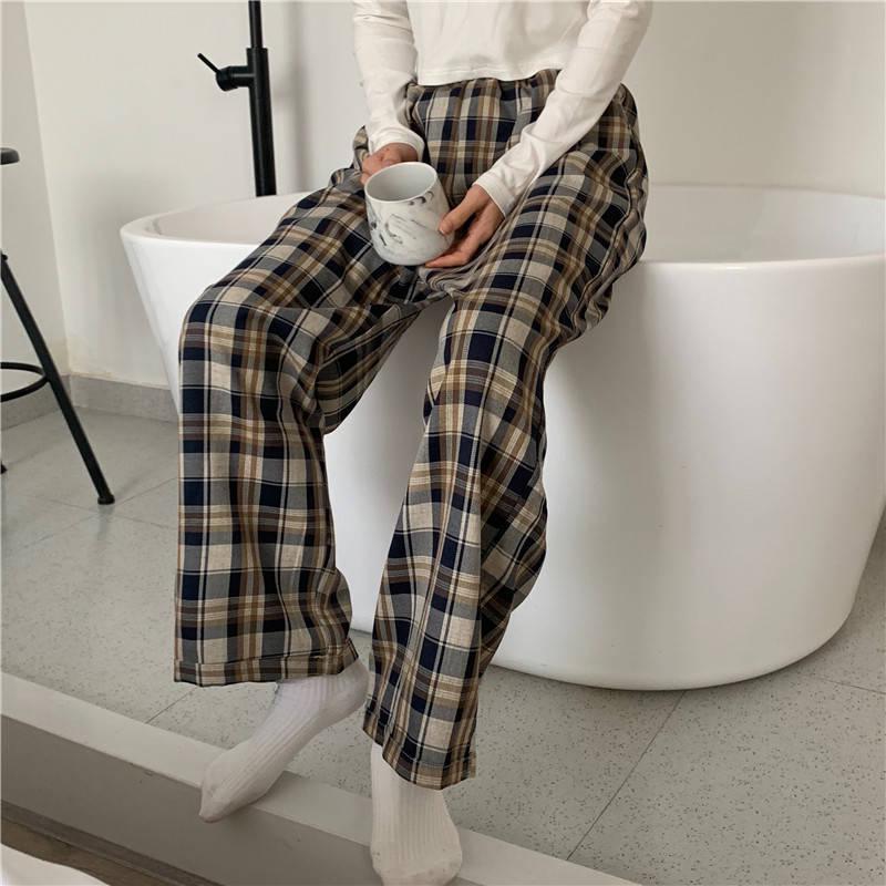 Quick Outfits, Modest Fashion Outfits Ideas Elasticated Waist Checkered Sweatpants Quick Outfits, Modest Fashion Outfits Ideas Elasticated Waist Checkered Sweatpants