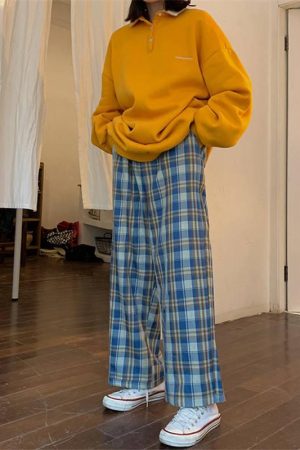 Quick Outfits, Modest Fashion Outfits Ideas Elasticated Waist Checkered Sweatpants