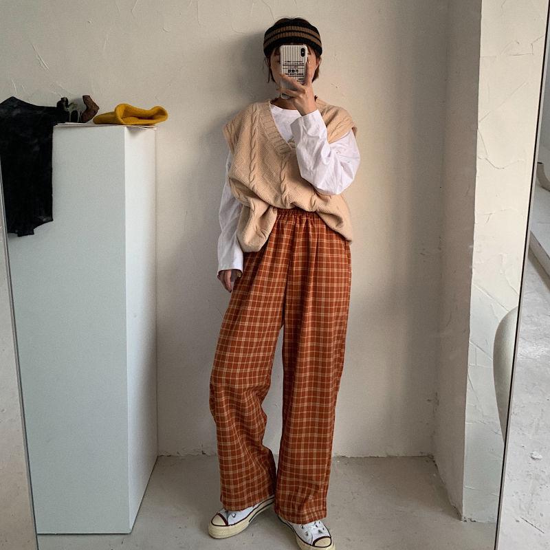 Quick Outfits, Modest Fashion Outfits Ideas Elasticated Waist Checkered Sweatpants Quick Outfits, Modest Fashion Outfits Ideas Elasticated Waist Checkered Sweatpants