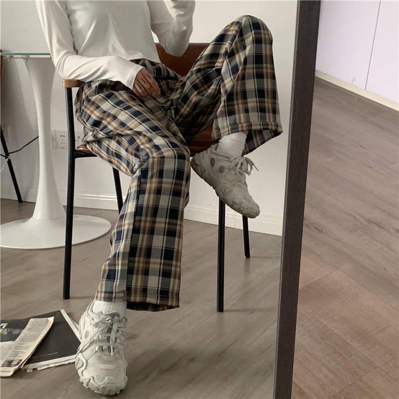 Quick Outfits, Modest Fashion Outfits Ideas Elasticated Waist Checkered Sweatpants Quick Outfits, Modest Fashion Outfits Ideas Elasticated Waist Checkered Sweatpants